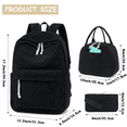 thumbnail image 6 of 3pcs Backpack with Insulated Lunch Box, Lightweight Corduroy Schoolbag Set, Pencil Pouch, 6 of 6