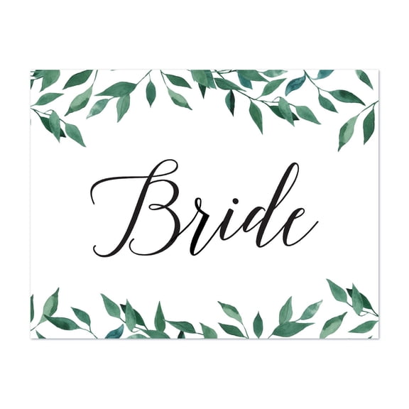Koyal Wholesale Wedding Party Signs, Natural Greenery, Bride, 1-Pack