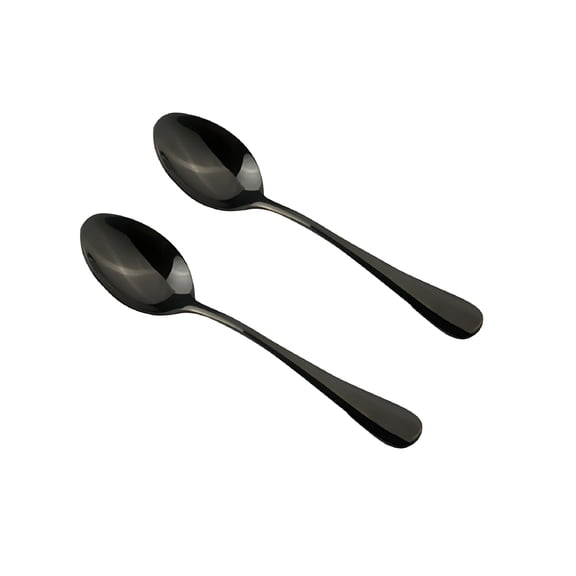 ACDANC 2pcs Black Stainless Steel Teaspoon Coffee Spoon Spoons L=14cm Kitchen