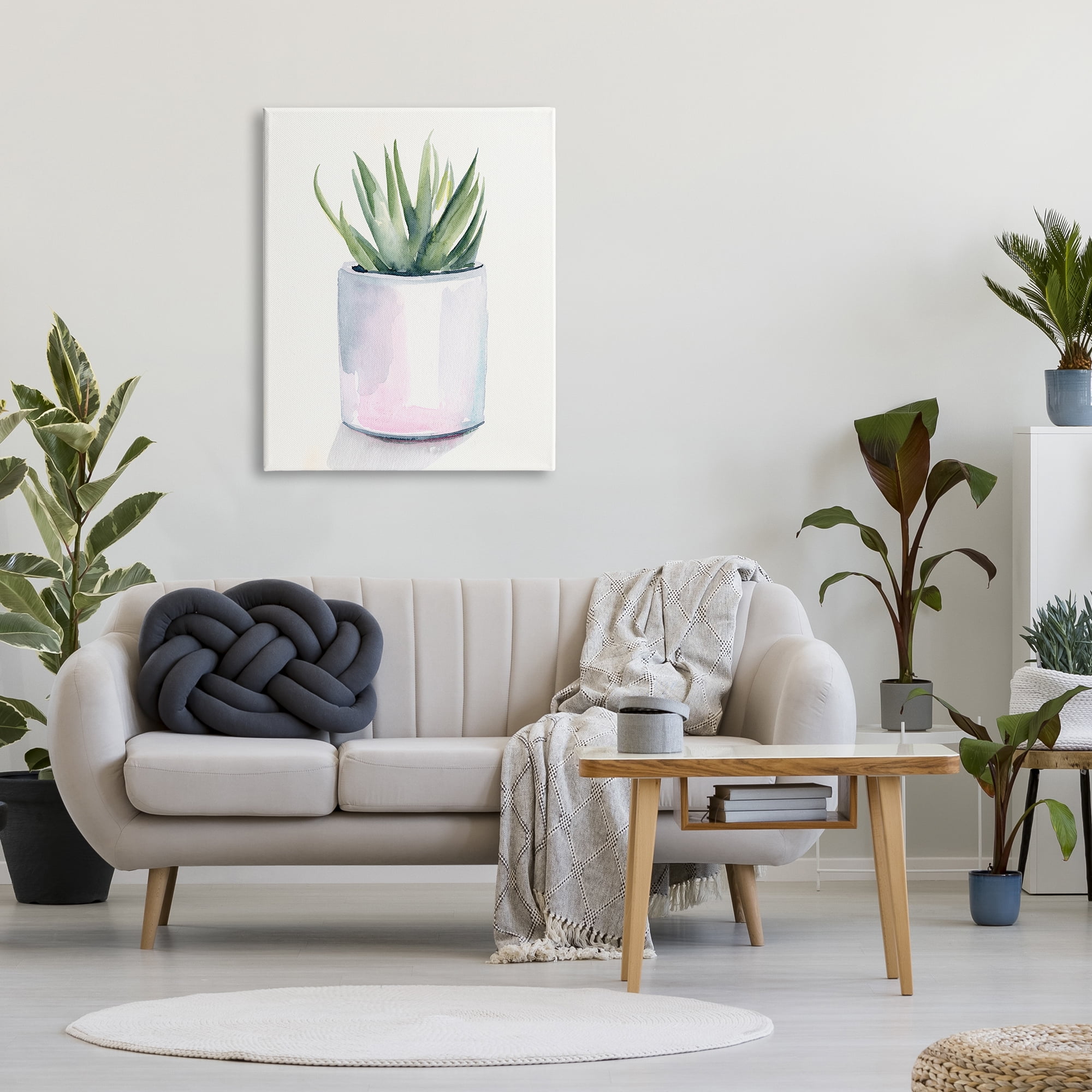 Stupell Industries Indoor Cactus Potted Succulent Soft Watercolor Plant, 30 x 40, Design by Jennifer Paxton Parker