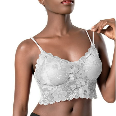 

Puntoco Women Bra Clearance Woman Lace Beauty Back Solid Strap Wrap Hollow Out Bra Underwear White S(S)