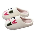 thumbnail image 3 of Fuzzy Slippers for Women Slip On Indoor Warm Slippers Fluffy Winter House Shoes Bedroom Slippers Plush Slippers Home Footwear Ladies Slippers White 41, 3 of 9