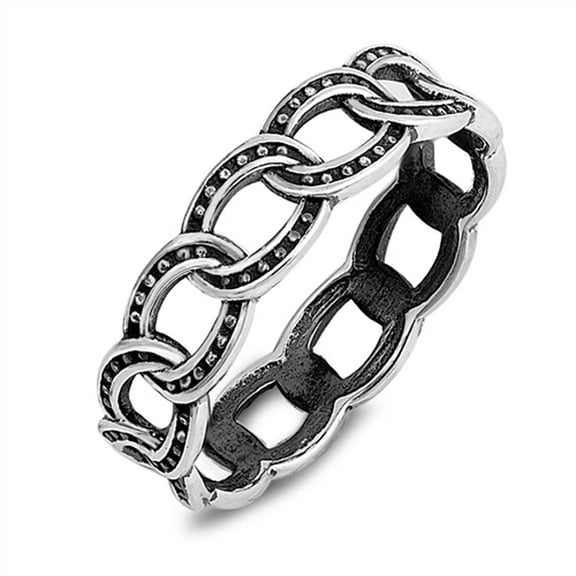 Oxidized Chain Link Knot Eternity Wedding Ring Sterling Silver Band 925 Jewelry Female Male Size 8