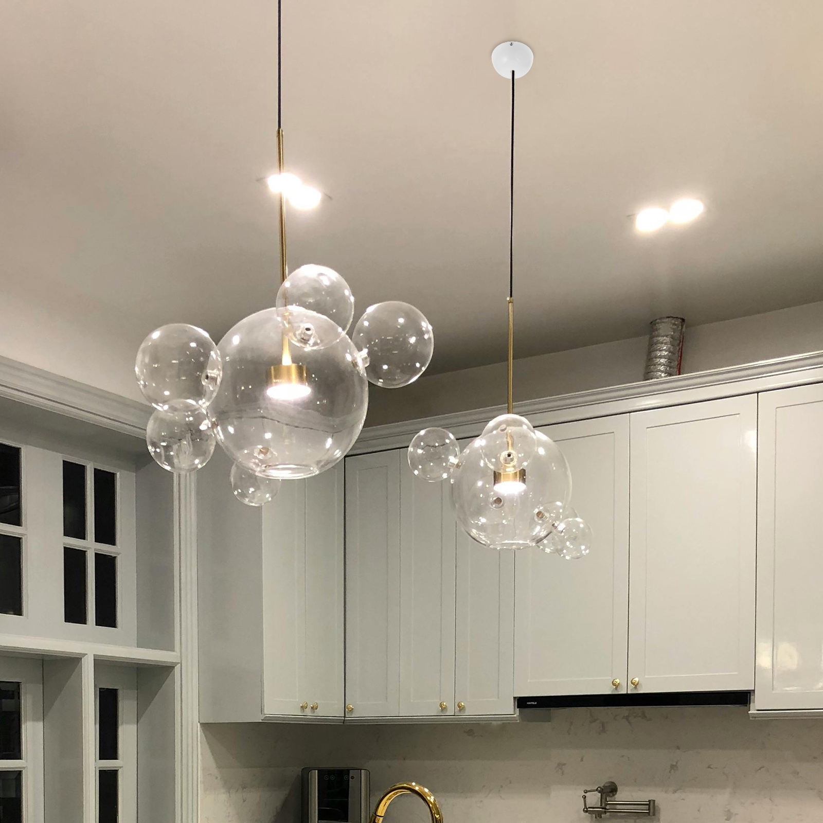 2-Pack Flush Mount Pendant Light Kits - Adjustable 4ft Cord With Black E12 Base Vintage Style