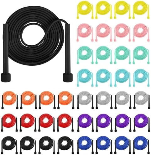 WLIKKS PVC Skipping Rope Adjustable Jump Rope for Kids Multicolor Jump Rope Bulk with Plastic Handles Lightweight for Outdoor Fitness Exercise and Weight Loss, Training and Racing