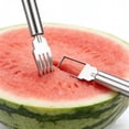 thumbnail image 4 of pstuiky Stainless Steel Watermelon Slicer Cutter Tool with Fruit Forks 3-In-1 Kitchen Gadget for Easy Cubes Slices Perfect for Picnics Barbecues and Outdoor Gatherings, 4 of 5