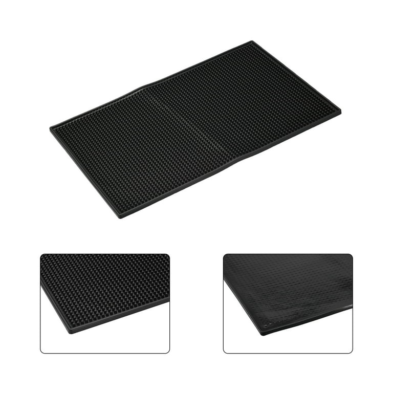 Uxcell Rubber Bar Spill Mat 45 x 30 cm Flexible for Industrial, Home, Coffee Shop Black