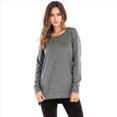 thumbnail image 4 of Sudadera de Mujer de Color Liso con Cuello Redondo, Larga y Abertura Frontal Corta y Trasera Larga Gris Oscuro XL, 4 of 10