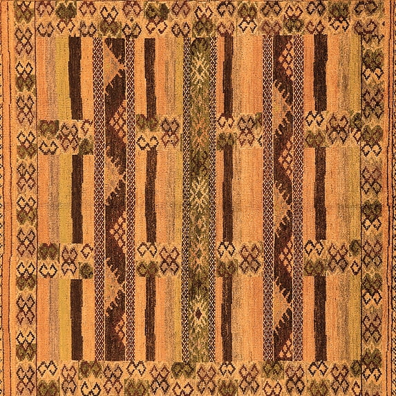 Ahgly Company Indoor Square Oriental Orange Industrial Area Rugs, 6' Square