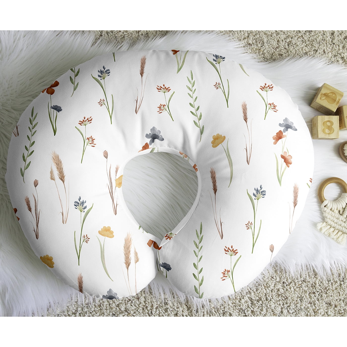 Sweet Jojo Designs Watercolor Floral Garden Sage Green Girl Nursing Pillow Cover Case (Pillow Not Included)