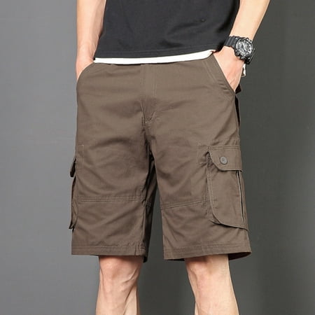 CQONEPT Men s Cargo Shorts with Multi Pocket Casual Sports Shorts Hiking Fishing Golf Short Pants with Multi Pockets Coffee S