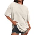 thumbnail image 1 of Camiseta Adorejoy de gran tamaño, vintage, lavada, holgada, casual, para mujer, 1 of 8