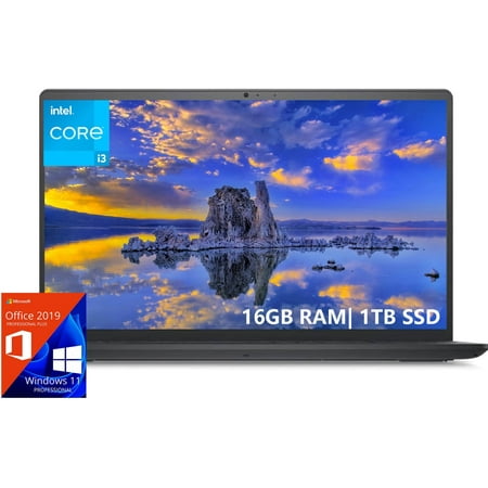 Dell Inspiron 15 3000 3520 Business Laptop, 15.6" FHD, Intel Core i3-1215U, 16GB RAM, 1TB SSD, Wi-Fi, Windows 11 Pro with Microsoft Office Lifetime License