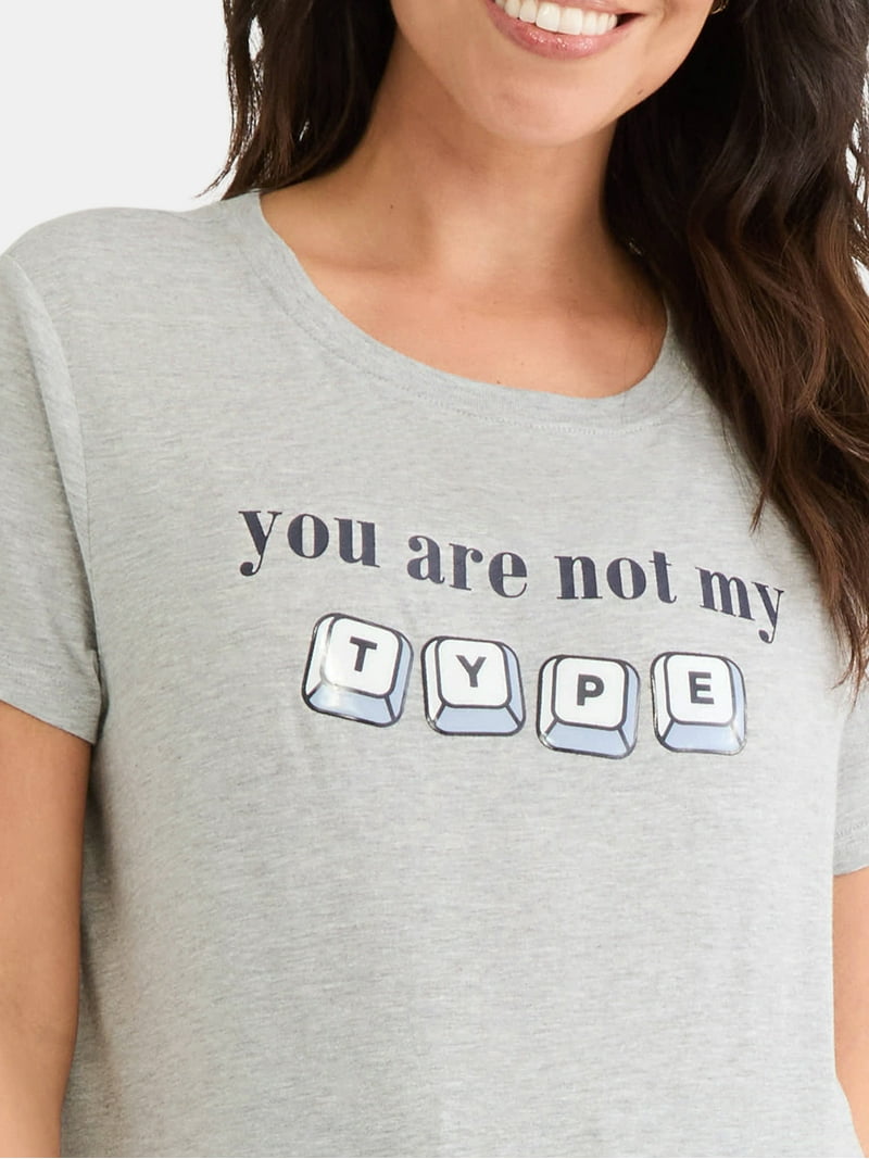 Cactus and Pearl Women's Not My Type Graphic Tee, Sizes XXS-XXL