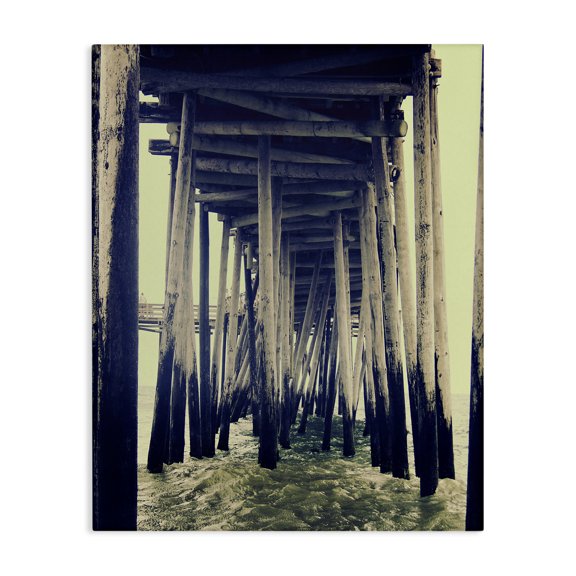 Stupell Industries Cottage Coast under Distressed Wharf Canvas Art, 16 x 20, by Ashley Calhoun