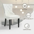 thumbnail image 7 of Foredo PU Leather Dining Chairs Set of 2, Tufted Upholstered Dining Room Chair with Pull Ring and Solid Wood Legs, White, 7 of 7