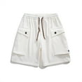 thumbnail image 3 of PEASKJP Men's Mesh Shorts Drawstring Cargo Short with Full Elastic Waist,Beige XXXL, 3 of 4
