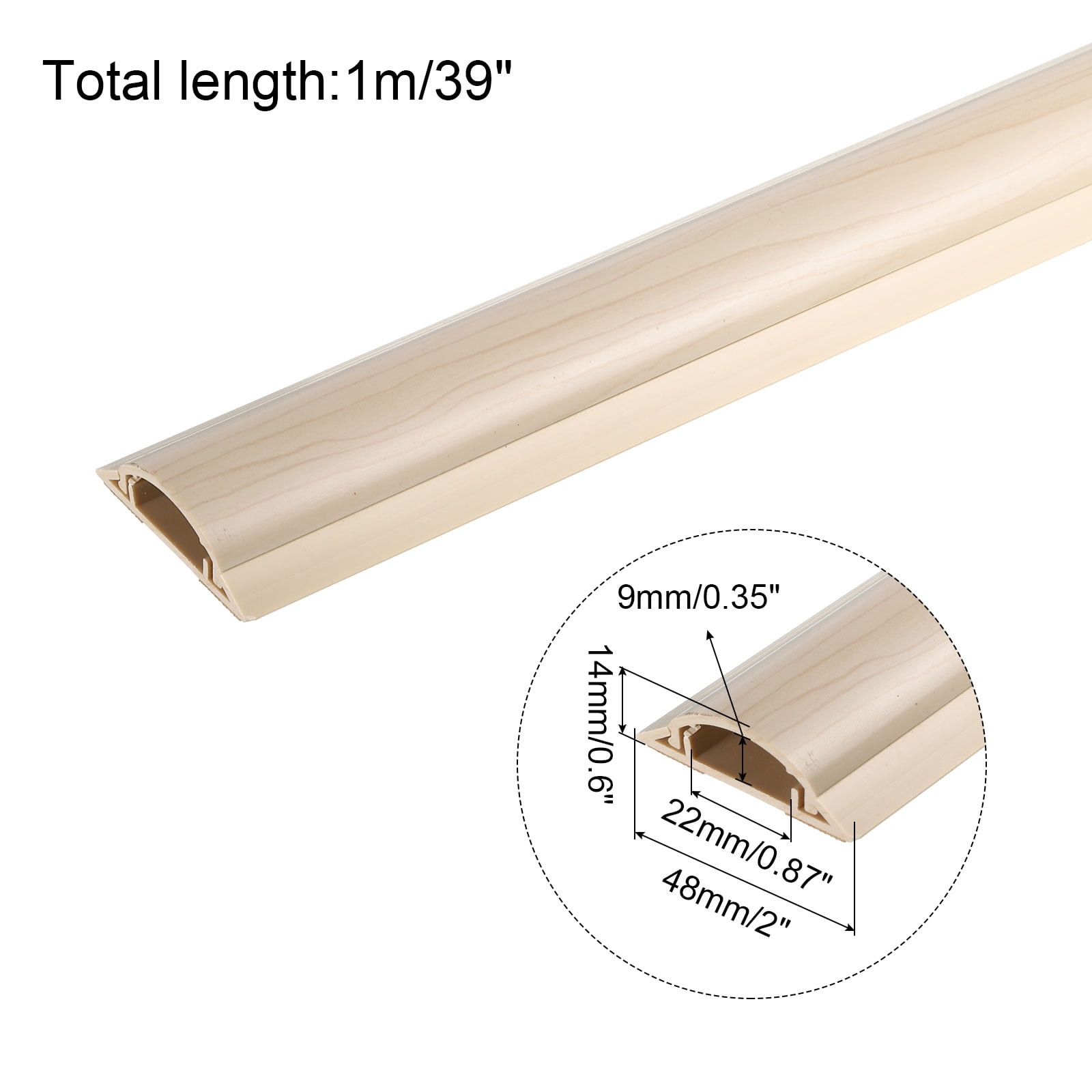 Unique Bargains Wall Cable Raceway Cord Cover Cord Hider Channel Self-Adhesive for TV Wire Light Pink 39"x2"x0.6"