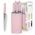 thumbnail image 1 of Hecef Kitchen Knife Block Set with Universal Knife Block Holder, High Carbon Stainless Steel Pink Chef Knife Set, 1 of 13