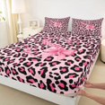 thumbnail image 3 of Manfei Kawaii Initial S Letter Bed Sheets, Leopard Cheetah Print King Sheets, Teens Kids Girls Women Sheet Set, Microfiber Bedroom Decor, 4pcs, 3 of 7