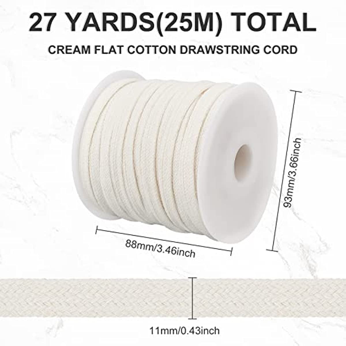27 Yards Beige Flat Cotton Cords Double Layer Hollow Cotton Rope
