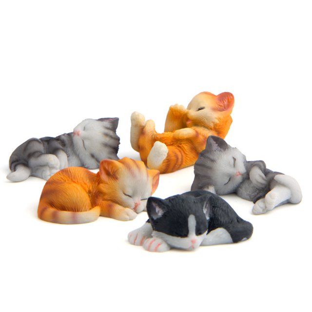 Escultura de resina de gato durmiente para decoración de jardín