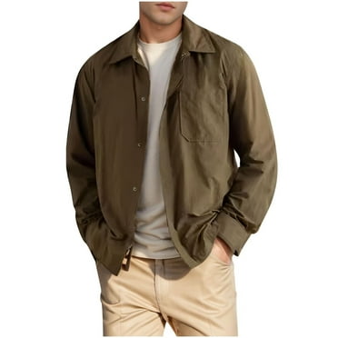 APEXFWDT Mens Full Zip Lightweight Shirt Jackets Laper Casual Long Sleeve Jackets with Chest Pockets Button Down Shacket Overshirt