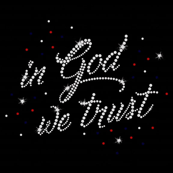 In God We Trust Sparkly American Patriotic Bling Iron-on Rhinestone Transfer by JCS Rhinestones