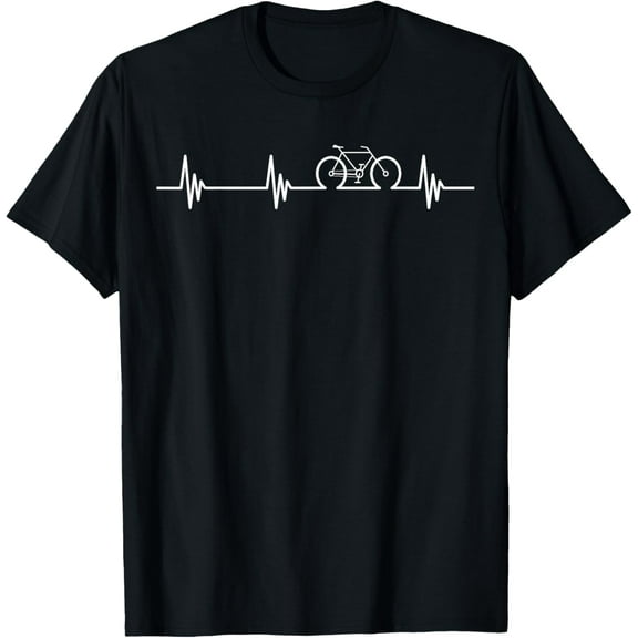 men and women can wear,Cycling Heartbeat T-Shirt- Bicycle Love Biking Shirt Gifts T-Shirt