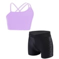 thumbnail image 5 of Miutii Kids Girls Sports Yoga Workout Outfits Backless Tank Top Camisole Vest with V-Front Waistband Purple&Black 6, 5 of 9