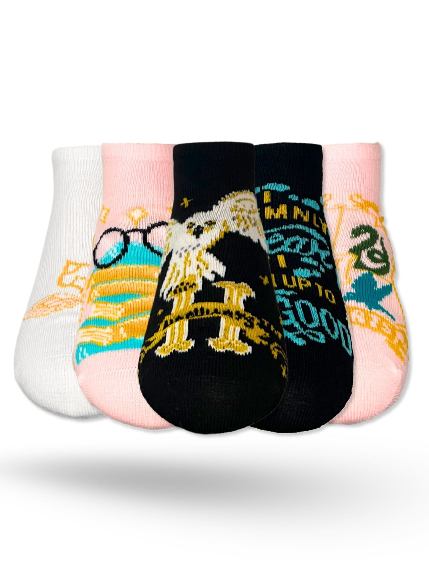 Harry Potter Girls No-Show Socks, 5-Pack, Sizes S/M-M/L