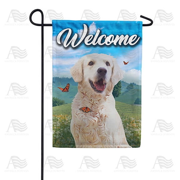 America Forever Spring Dog Garden Flag 12.5 x 18 inches Double Sided Welcome Summer, Golden Retriever, Butterflies - Seasonal Yard Lawn Outdoor Decorative Spring Puppy Garden Flag