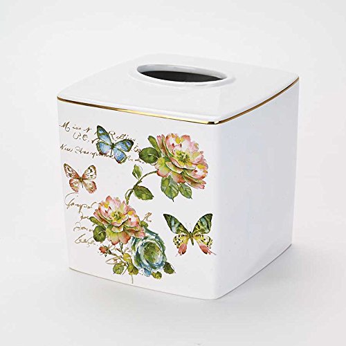 Avanti Linens Butterfly Garden Collection, Tissue Cover, White