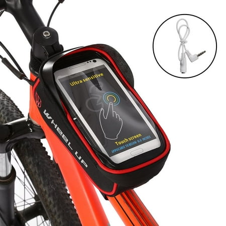 Yosoo Waterproof Bike Bag Sensitive Touch Screen Road Mountain Bicycle Front Frame Bag Bike Handlebar Top Tube Bag 6 Inches Cell Phone Case Holder Pouch Outdoor Cycling