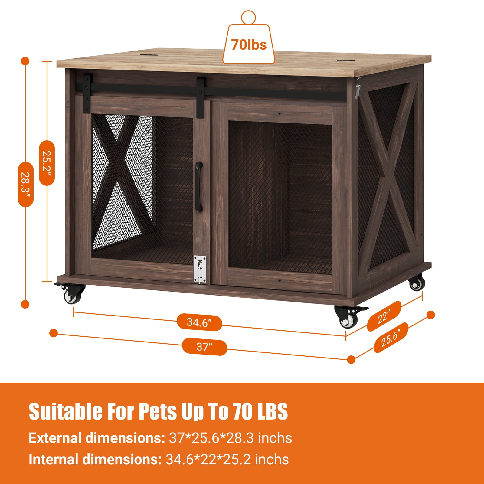 Farmhouse Chic: 37" Dog Crate as Home Decor | Stylish Sliding Door Kennel That Enhances Your Living Space
