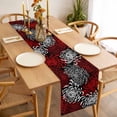 thumbnail image 3 of Red White Table Runner - 60 Inch Long, Kitchen Dining Table Runner Dresser Scarves, Abstract Black Chrysanthemum Flower Floral Farmhouse Decor for Coffee Tables Wedding Party Banquet, 3 of 8