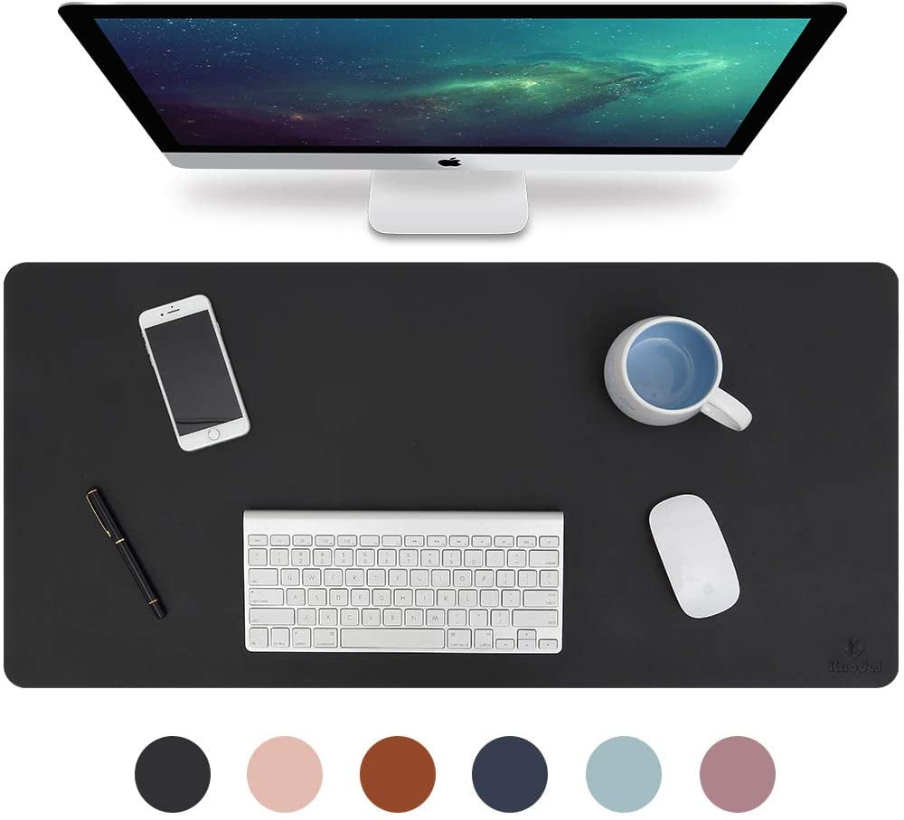 Desk Pad Office Desk Mat Dual-Sided Desk Writing Mat Protector PU Leather Desk Blotter Waterproof Large Mouse Pad Brown/Grey, 31.5 x 15.7