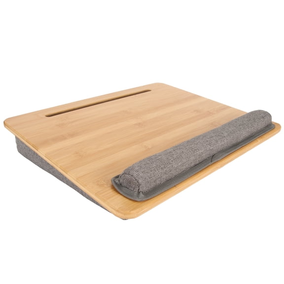 NFTIGB Bamboo Lap Desk with Cushion Portable Laptop Desk with Tablet Slot Holder for Home Office Use Comfortable Lightweight Workstation Bed Tray (16.5 inches / 41.9 cm)