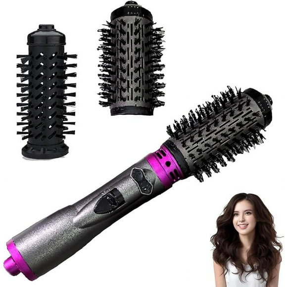 styler à air Chaud 3-en-1 et Séchoir à Cheveux Rotatif, styler à air Chaud et Brosse Rotative, Brosse Sèche-Cheveux Rotative Rotative, styler à air Chaud et Séchoir à Cheveux Rotatif à 360 pour Cheveux Secs, Cheveux Bouclés (Rose)