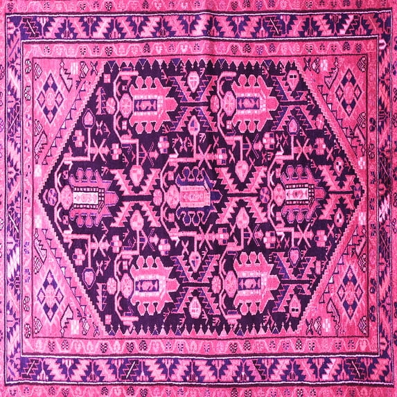 Ahgly Company Indoor Square Persian Pink Traditional Area Rugs, 7' Square
