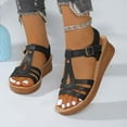 thumbnail image 2 of LOVZFMLL Wedge Sandals for Women Open Toe Ankle Strap Comfort Walking Sandals for Summer Casual Outdoor Beach Vacation Black 5.5, 2 of 5