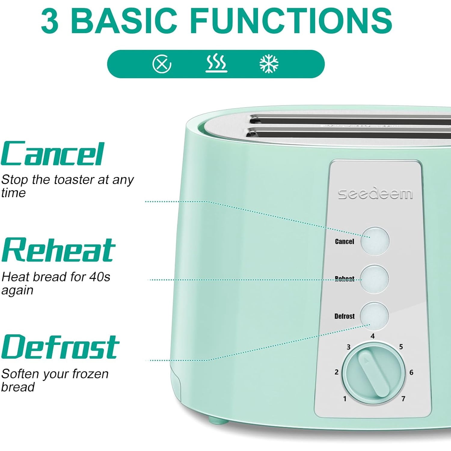 Toaster 2 Slice, Extra Wide Slot Toaster, 7 Shade Settings, Bread Toaster with Cancel, Defrost, Reheat Function, Extra Wide Slots for Waffle or Bagel, Removable Crumb Tray, 750W, Retro Red