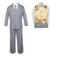 thumbnail image 2 of 7pc Baby Toddler Boy Formal Party Medium Gray Suit w/ Satin Vest & Bow tie Sm-20, 2 of 4