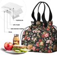 thumbnail image 4 of Pioneer Flower Floral Print Pattern Drawstring Lunch Bag Women - Drawstring Lunch Bag Insulated for Work Office - Stain-Resistant Large Lunchbags for Women with Multi-Pockets, 4 of 6