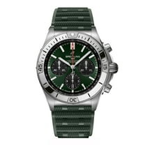 Breitling Chronomat B01 42 Chronograph Automatic Green Dial Rubber Strap Men's Watch AB0134101L2S1
