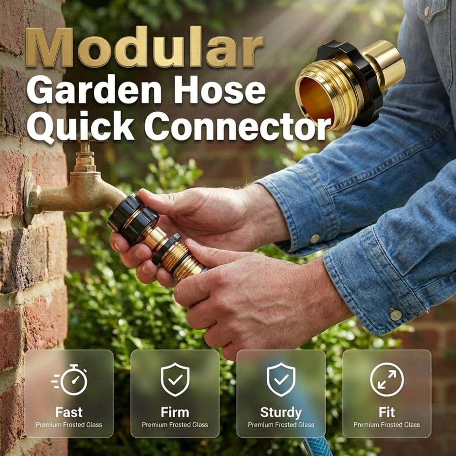 Water Hose Quick Connect Kit – Garden Hose Quick Connector Fittings, 3/4 Inch Universal Adapter, Quick Release Mechanism, Leakproof, for Garden Irrigation, Pressure Washer