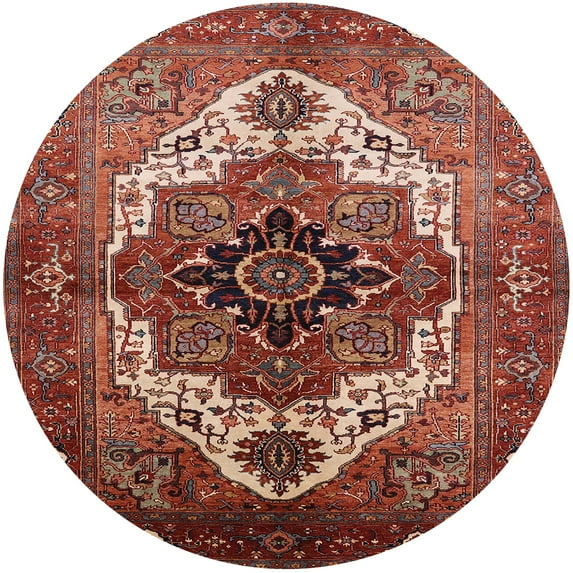 Ahgly Company Indoor Round Mid-Century Modern Red Persian Area Rugs, 6' Round