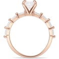 thumbnail image 6 of Petite Round Solitaire Ring Baguette Cubic Zirconia Rose Tone 925 Sterling Silver, Size 7, 6 of 7