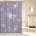 thumbnail image 2 of Erosebridal Boho Dragonfly Shower Curtain 72Wx78L,Dreamy Flower Bath Curtain,Lavender White, 2 of 5