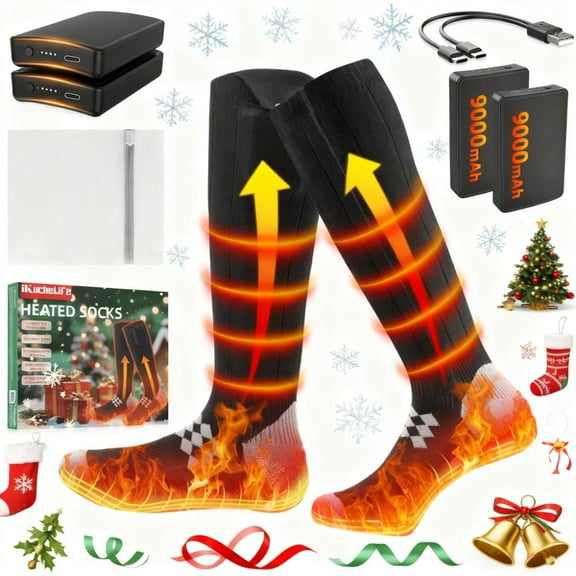 Heated Socks for Men Women, Upgraded 9000mAh Rechargeable Electric Heated Socks, Washable Winter Foot Warmer, Ideal for Camping, Fishing, Hunting, Hiking, Outdoor Work. Christmas Gift